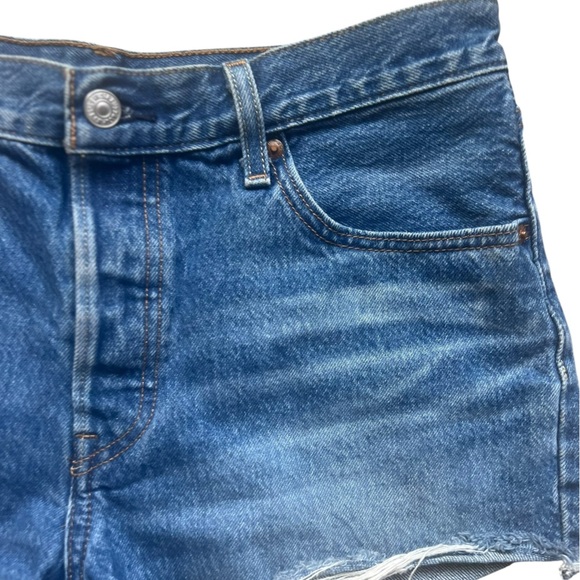 Levi's 501 Premium Denim High Rise Cut Off Jean Shorts Button Fly Size 29 - Picture 7 of 9